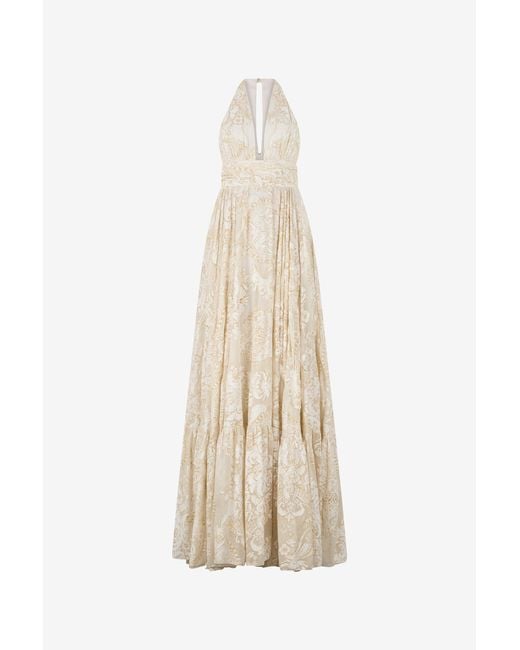 Roberto Cavalli Women's White Long Dress With Ornamental Motif