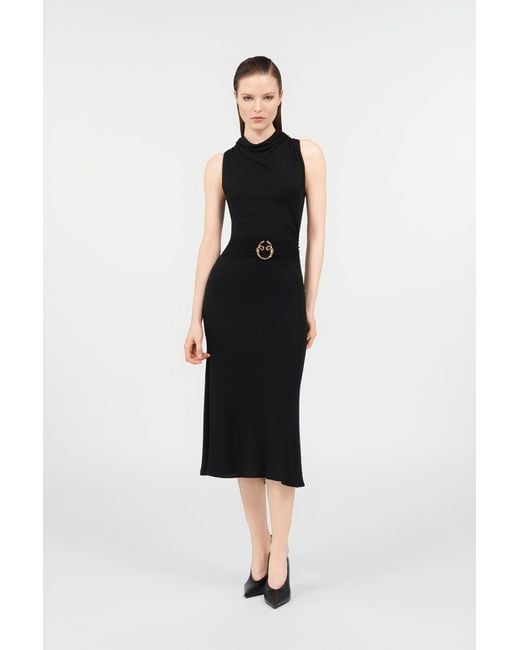 Roberto Cavalli Black Midi Dress With Snake Detail