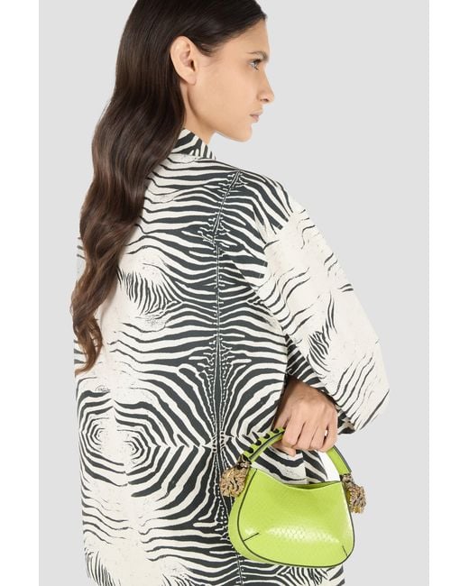 Mini Roar Bag Con Stampa Serpente di Roberto Cavalli in Blue