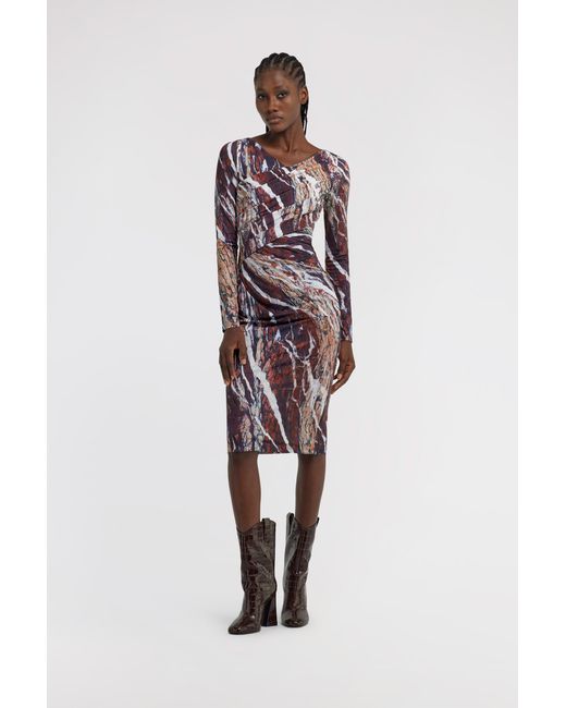 Roberto Cavalli White Marble Print Dress