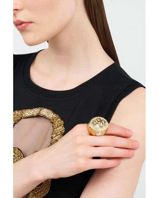 Roberto Cavalli Metallic Snake And Gemstone Ring