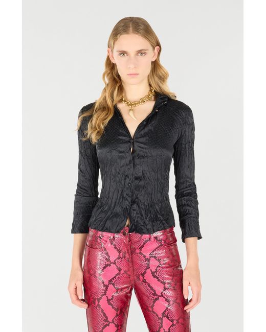 Roberto Cavalli Black Shirt With Python Print