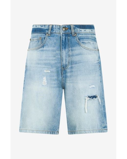 Roberto Cavalli Blue Denim Bermuda Shorts for men