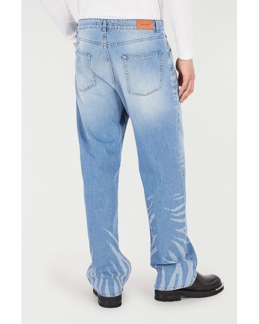 Roberto Cavalli Blue Zebra Design Jeans for men