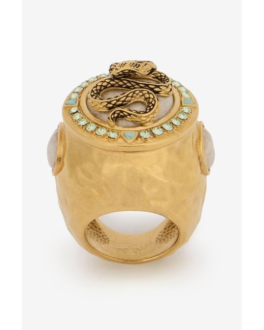Roberto Cavalli Metallic Snake And Gemstone Ring