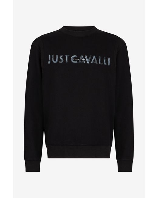 Roberto Cavalli Black Just Cavalli Logo Sweatshirt for men