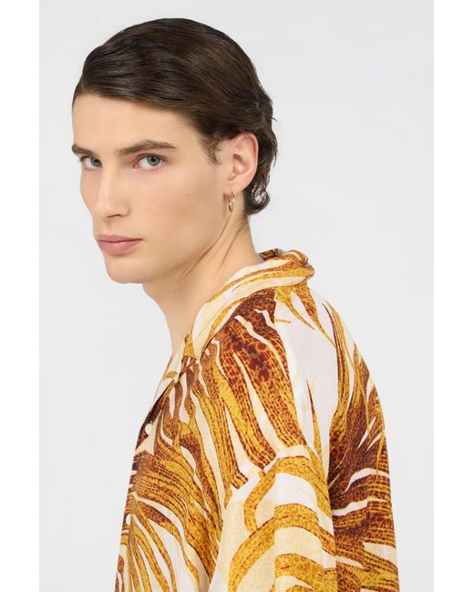 Roberto Cavalli Metallic Golden Palm Print Shirt for men