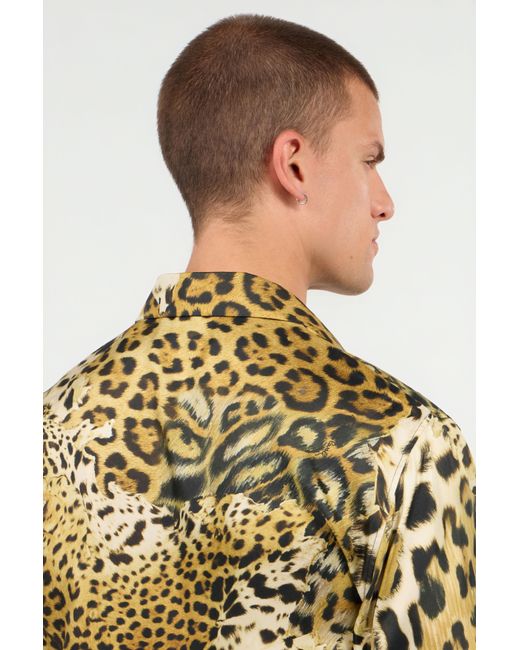 Roberto Cavalli Multicolor Jaguar Skin Print Shirt for men