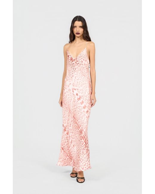 Roberto Cavalli Pink Jaguar Print Slip Dress