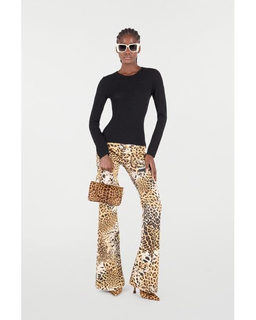 Roberto Cavalli Metallic Pants With Jaguar Skin Print