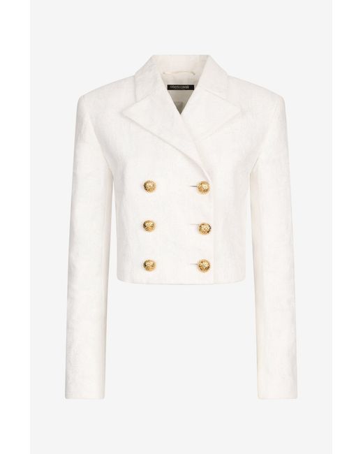 Roberto Cavalli Natural Wall Print Cropped Jacket