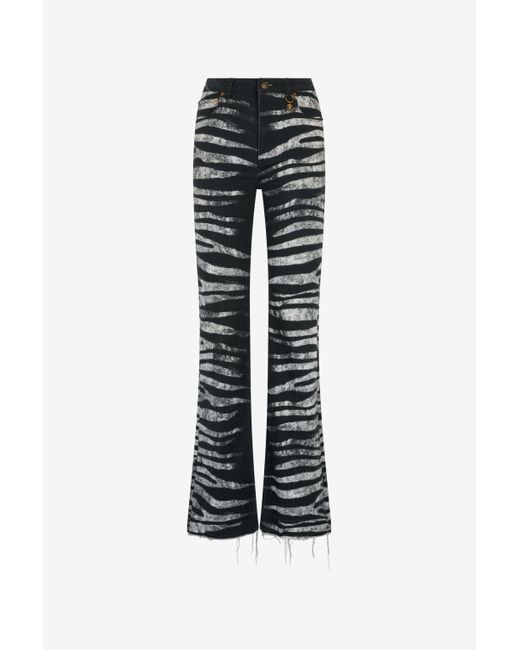 Roberto Cavalli Black Hose Mit Print Zebra