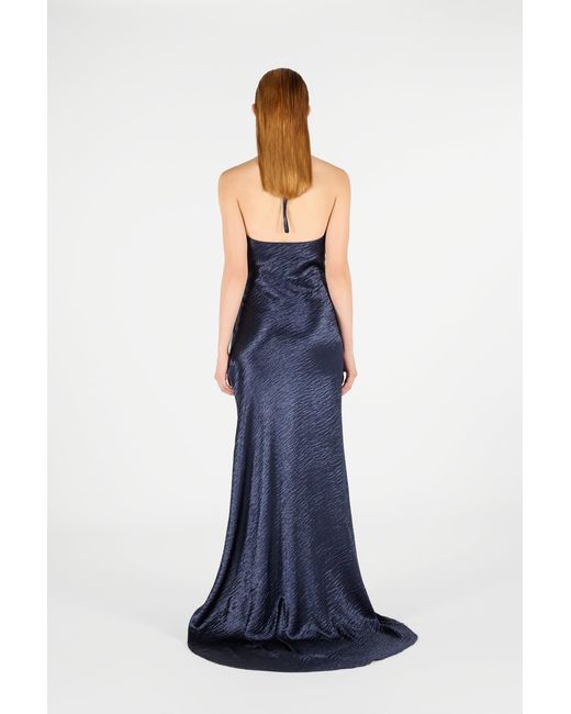 Roberto Cavalli Blue Long Dress With Cowl Neck