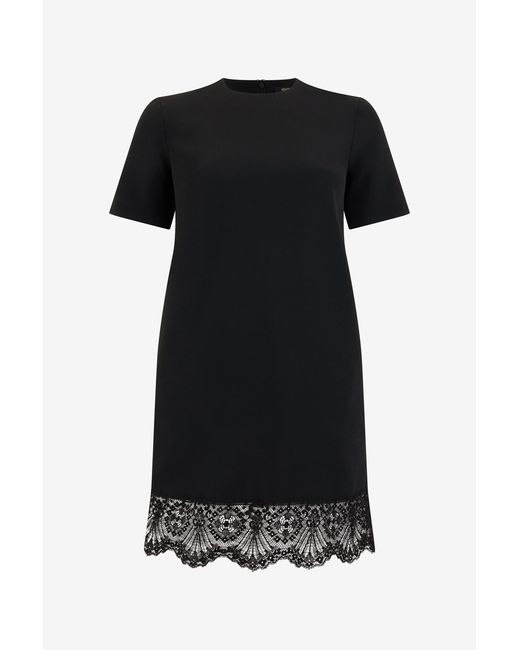 Roberto Cavalli Black Mini Dress With Lace On The Hem