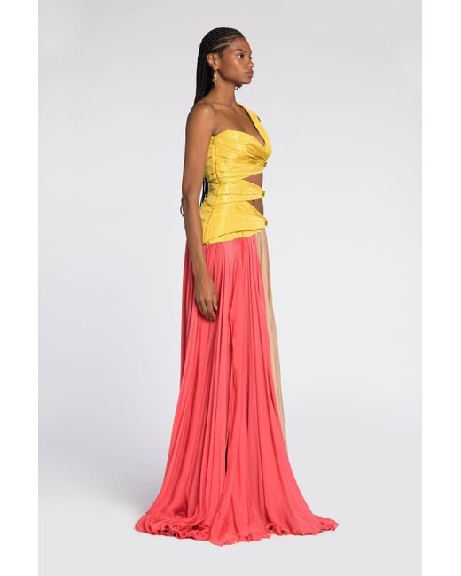 Vestido De Fiesta Plisado Con Bloques De Color Roberto Cavalli de color White