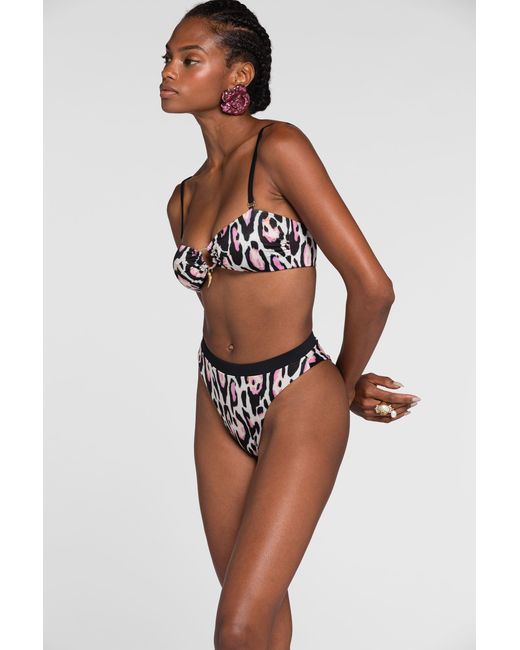 Roberto Cavalli White Jaguar-Print Bikini Bottoms