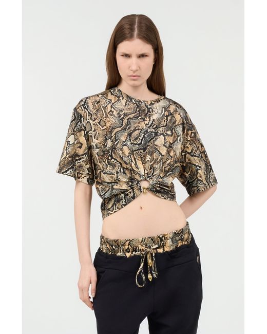 Top Corto Con Estampado Python Roberto Cavalli de color Multicolor
