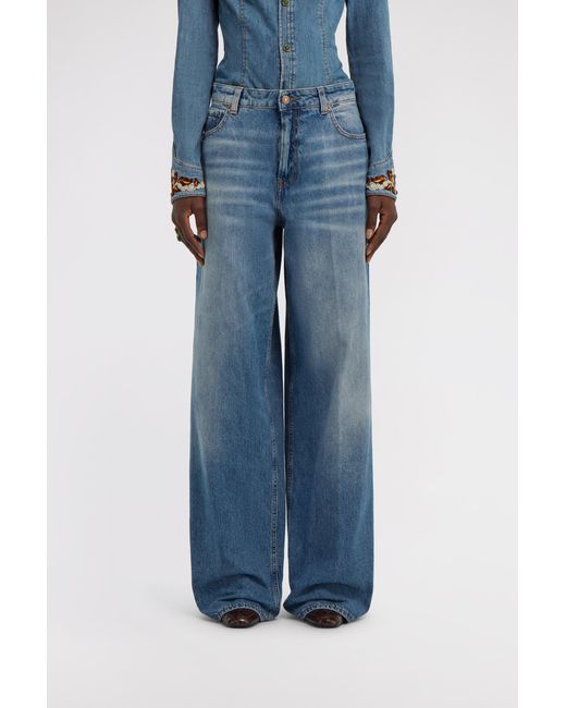 Roberto Cavalli Blue Wide Leg Jeans