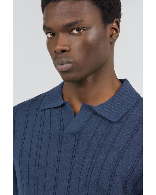 Roberto Cavalli Blue Ribbed Polo for men