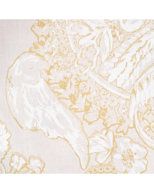 Roberto Cavalli Natural Short Silk Dress With Ornamental Motif