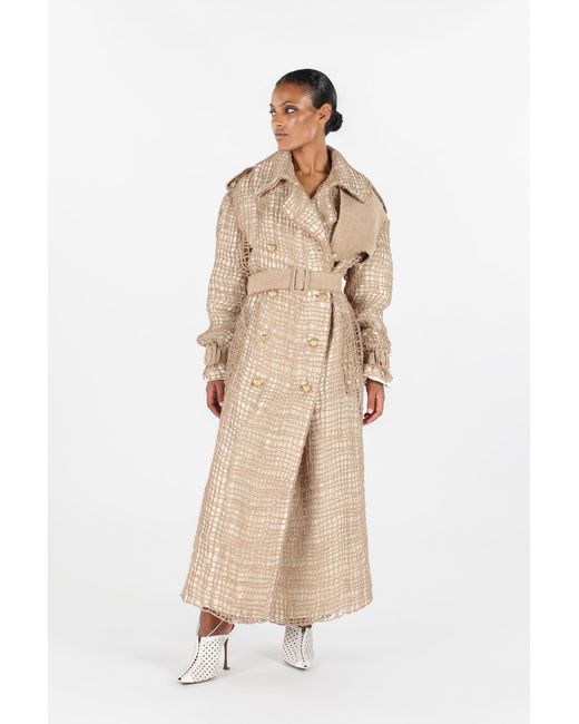 Trench Grid Con Cinturón Roberto Cavalli de color Natural