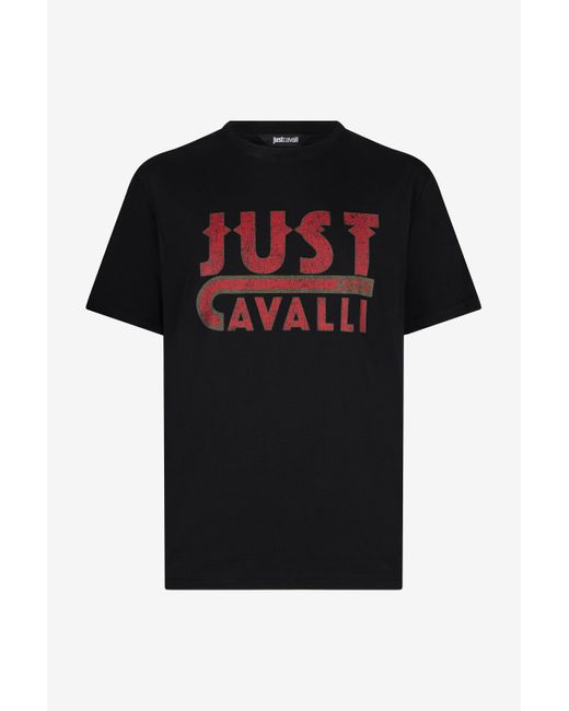 Roberto Cavalli Black T-Shirt With Just Cavalli Logo for men