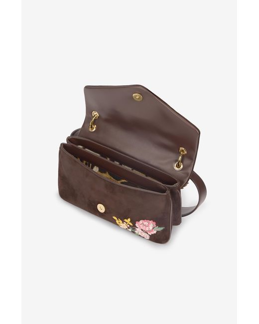 Roberto Cavalli White Suede Bag With Naturalistic Pattern