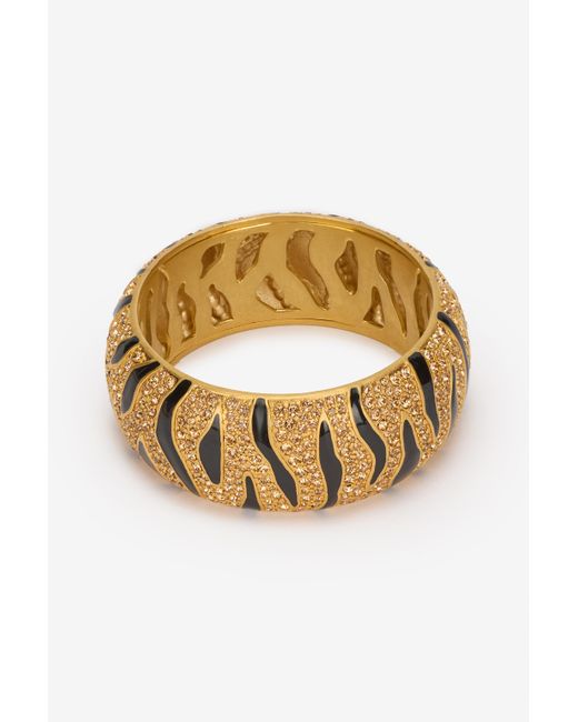 Bracciale Rigido Con Cristalli E Motivo Tiger Skin di Roberto Cavalli in Metallic