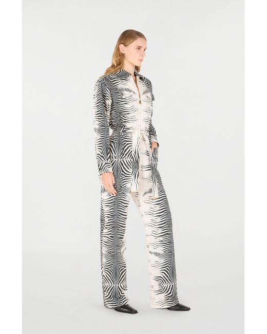 Roberto Cavalli White Zebra-Print Jumpsuit