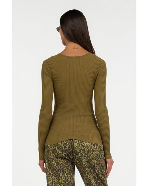 Roberto Cavalli Green Gerippter Pullover