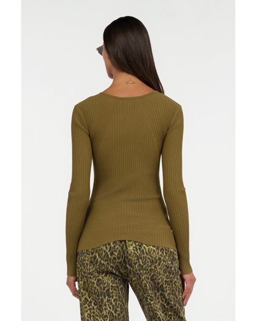 Roberto Cavalli Green Ribbed Cut-Out Sweater