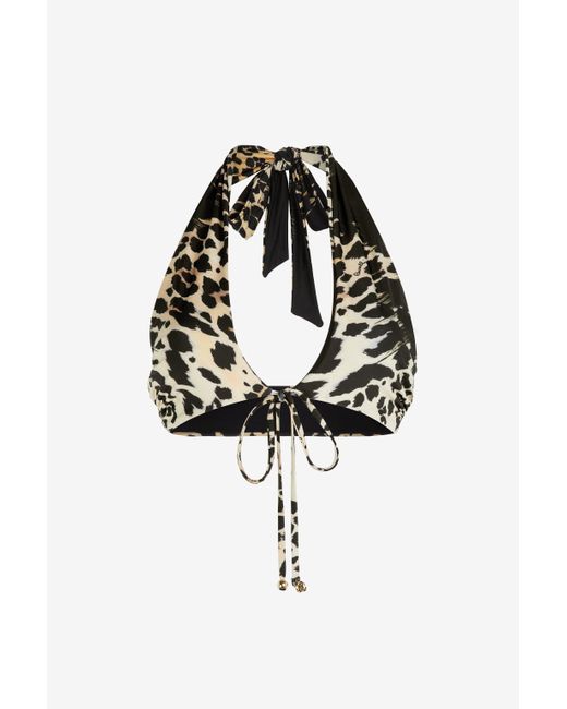 Roberto Cavalli Black Queen Of Sicily-Print Bikini Top