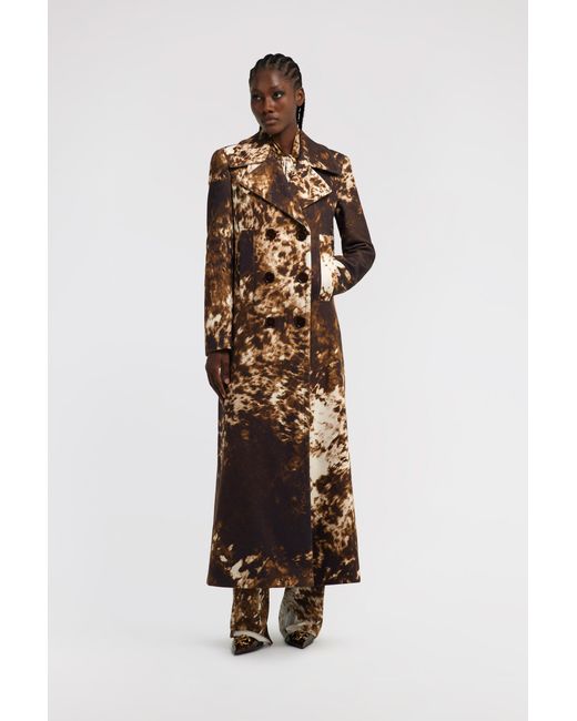 Roberto Cavalli White Appaloosa Printed Double-Breasted Trench Coat