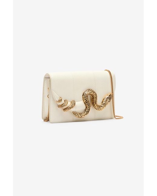 Roberto Cavalli Natural Bag With Snake And Scale Motif