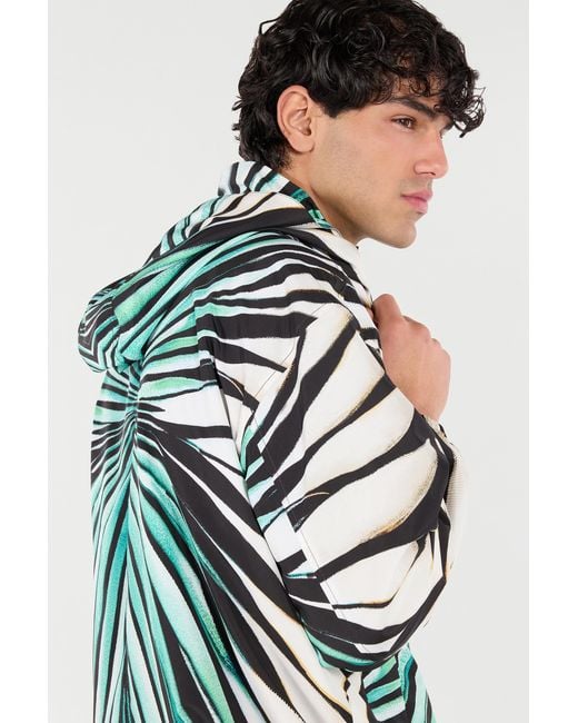 Roberto Cavalli Green Ray Of Sea Print Bomber for men