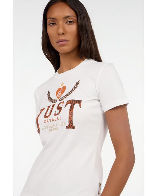 Roberto Cavalli Pink T-Shirt With Animal Print Logo