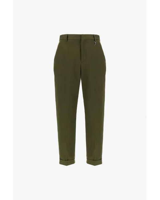 Roberto Cavalli Green Tailored Slim Pants With Fang for men