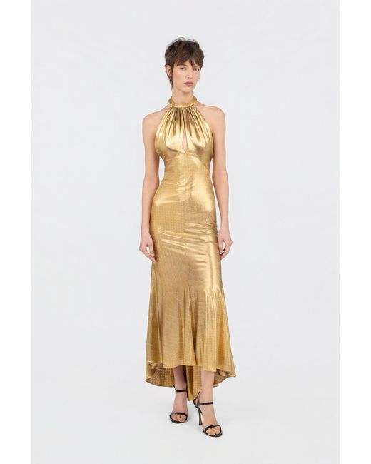 Roberto Cavalli Metallic Serpentine Print Maxi Dress