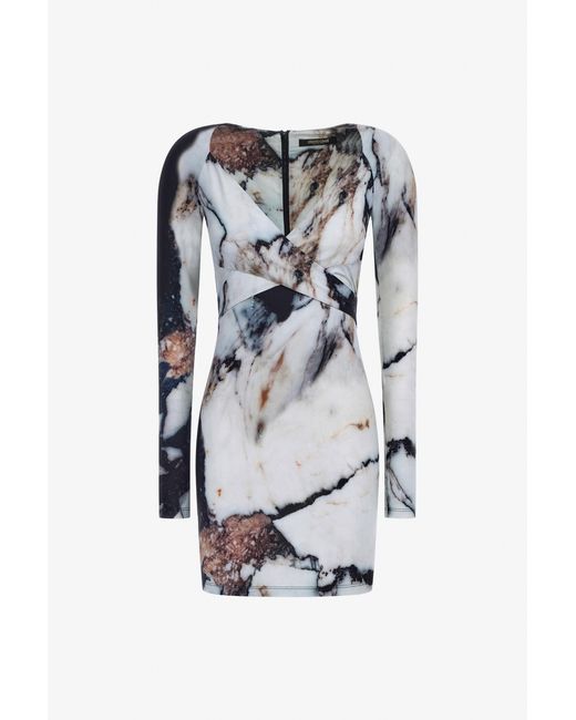 Roberto Cavalli Multicolor Marble Print Dress