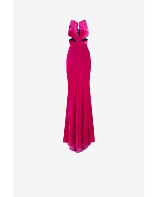 Roberto Cavalli Pink Velvet Cut-out Dress