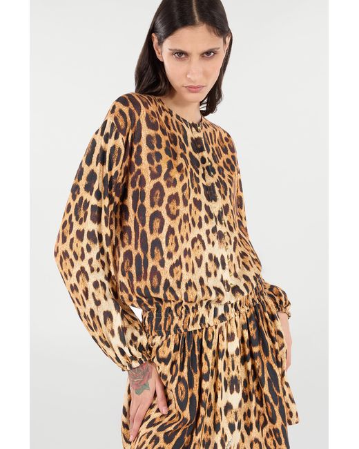 Roberto Cavalli Brown Short Dress With Jaguar Skin Print