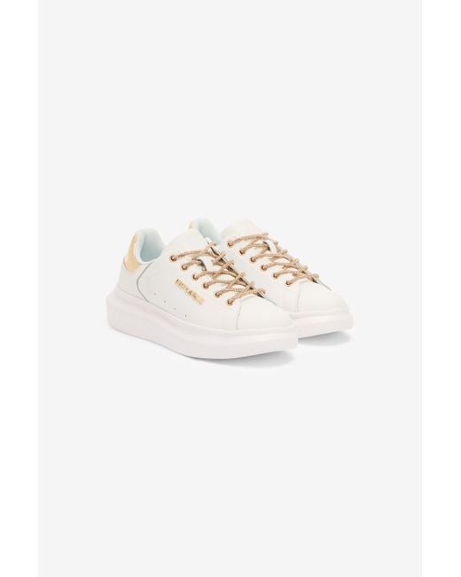 Roberto Cavalli White Sneakers Mit Schnürung Und Strass