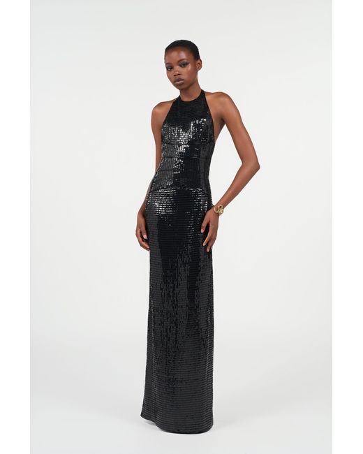 Roberto Cavalli Black Long Sequin Dress