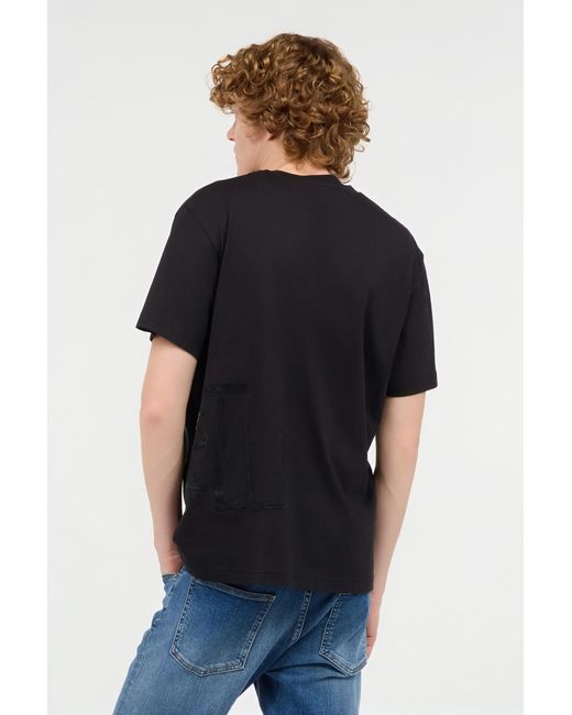 Roberto Cavalli Black T-Shirt With Logo On The Side for men