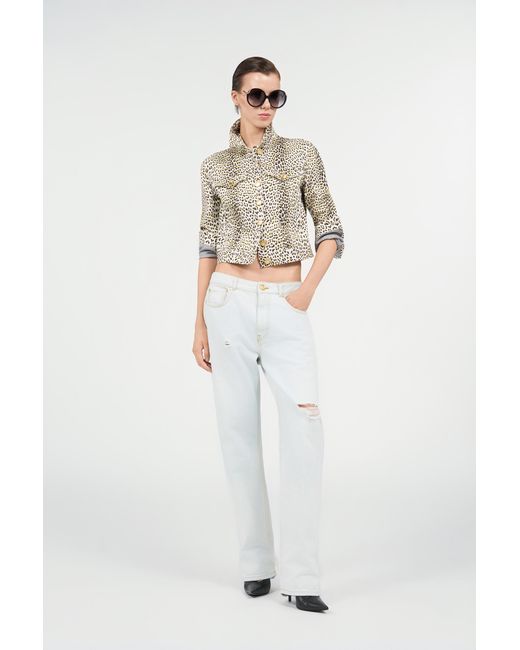 Roberto Cavalli White Pop Jaguar Animal-Print Jacket