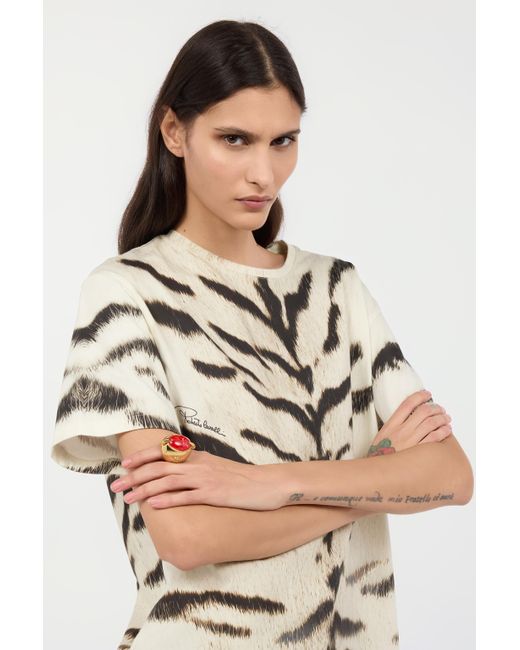 Roberto Cavalli Pink Cocktail Ring With Fang And Gem