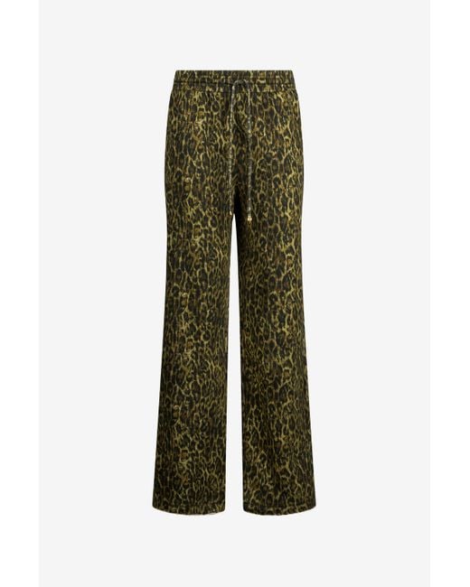 Roberto Cavalli Green Hose Mit Leopardendruck