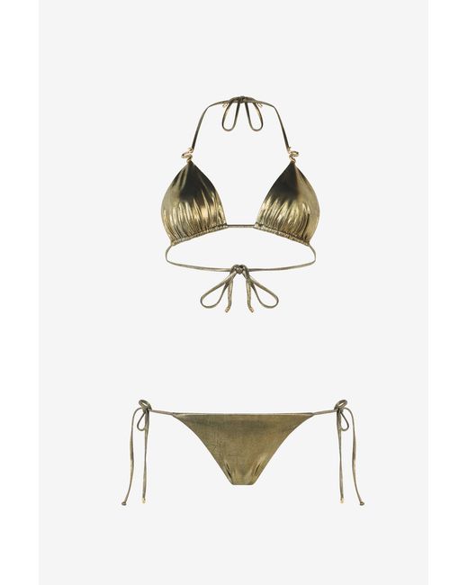 Roberto Cavalli White Bikini Top With Serpents