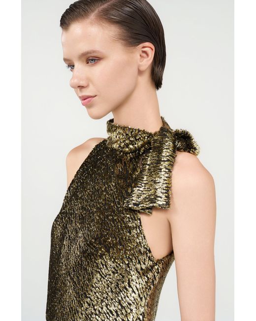 Roberto Cavalli Green Fil Coupé Top With Leopard Motif