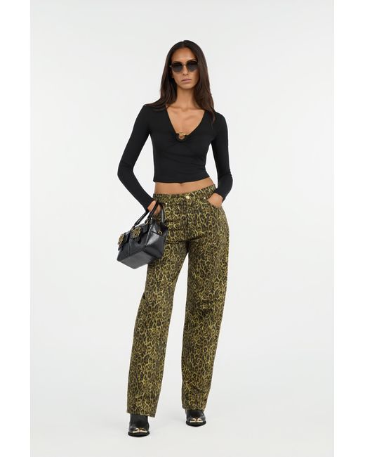Roberto Cavalli Black Lurex Crop Top With Ring Detail